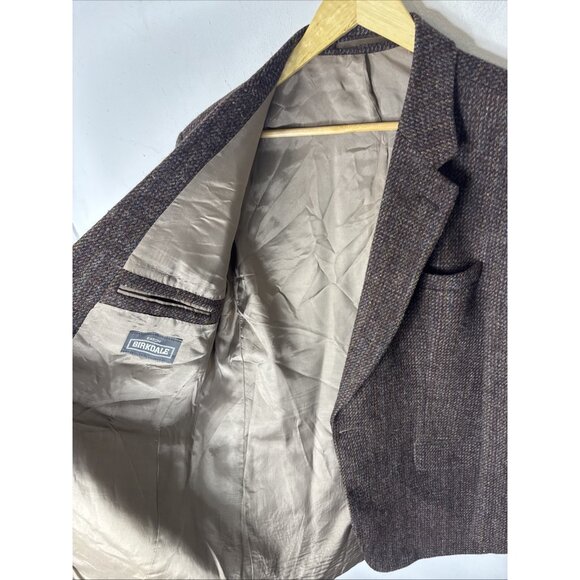 Harris Tweed Brown Wool Sport Coat Suede Elbow Patches Men’s 44R Scottish - Picture 8 of 10